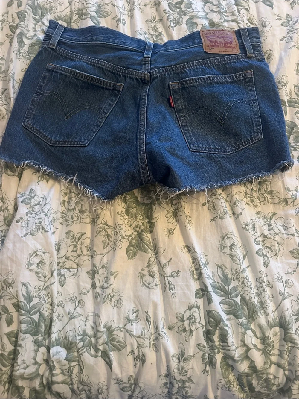 Levi's Dark Blue Denim Cutoff Shorts - Picture 2 of 3